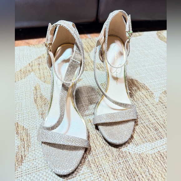 JESSICA SIMPSON gold sparkly heels, size 7 women's, euro 37 - Picture 2 of 13